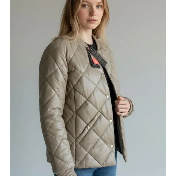 Bod & Christensen Women's Leather Puffer Jacket Quilted Size Small New with Tag - Picture 3 of 9